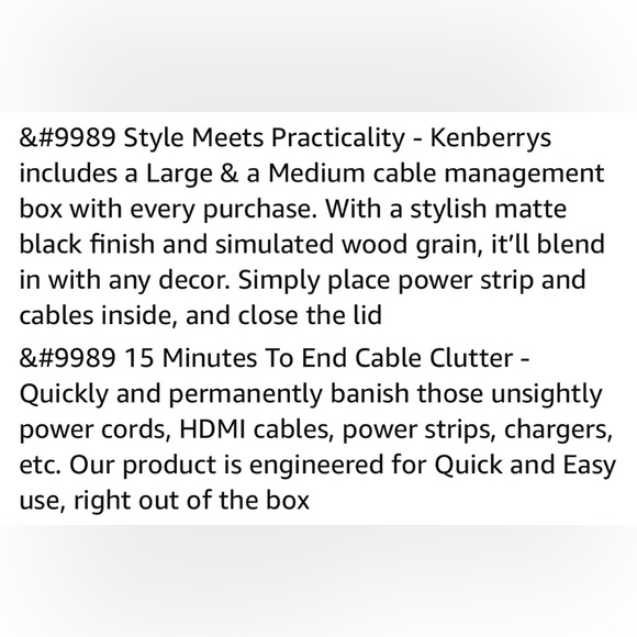 Kenberrys Cable Management Box Set - Large & Medium Woodgrain & Black Style - Picture 11 of 16
